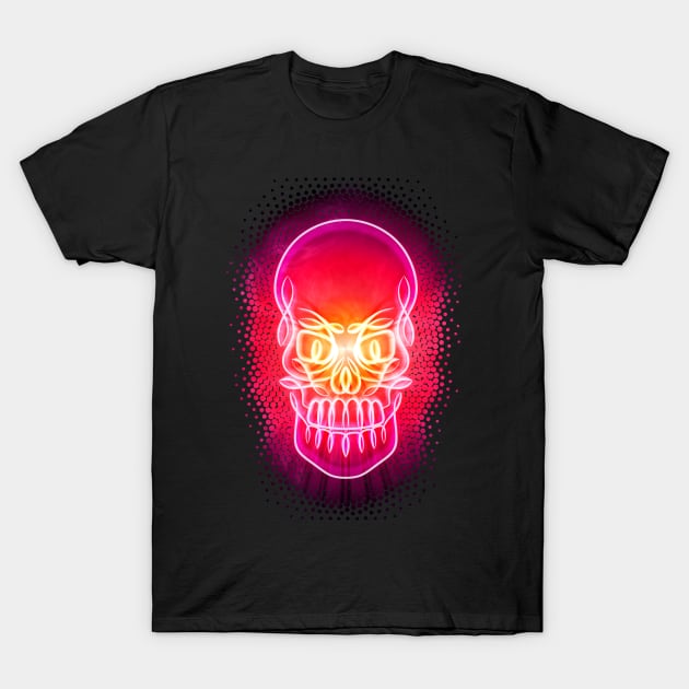 Psychedelic Celtic Neon Glowing Skull T-Shirt by Ricardo77